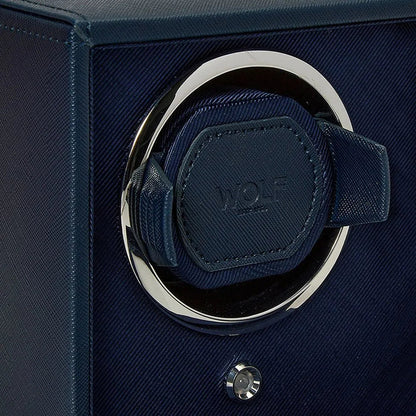 Watch Winder - Cube for 2 Watches, Navy Blue, with Lid-3-Le Remontoir