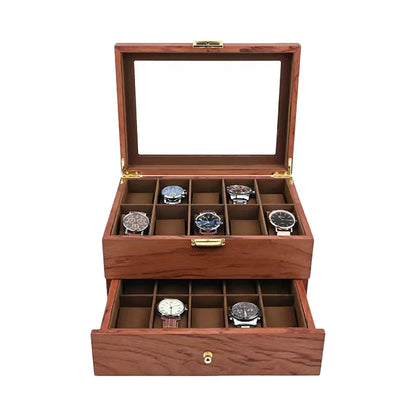 Classic Teak Double Watch Box-1-Le Remontoir