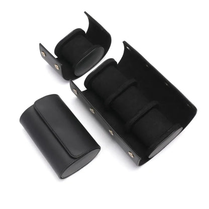 Raven Leather Trio Watch Case-3-Le Remontoir