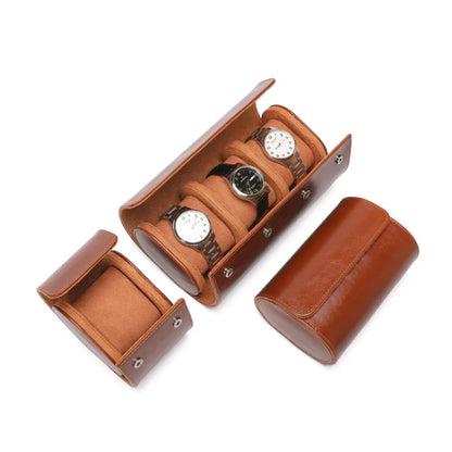 Watch Travel Case - Light Brown Leather Mono-2-Le Remontoir