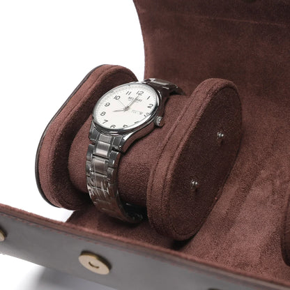 Watch Travel Case - Dark Brown Leather Duo-2-Le Remontoir
