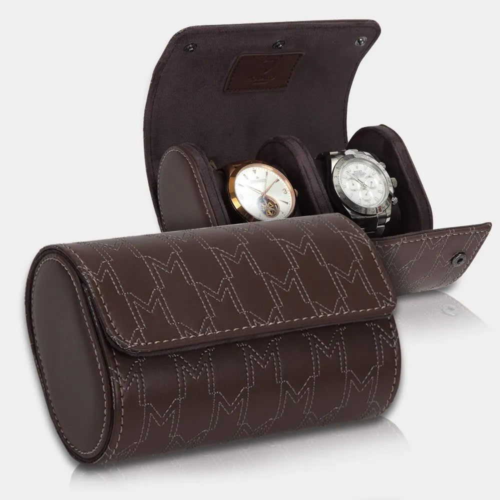 Watch Case - OPTIMUS 2 Watches Brown/White-4-Le Remontoir