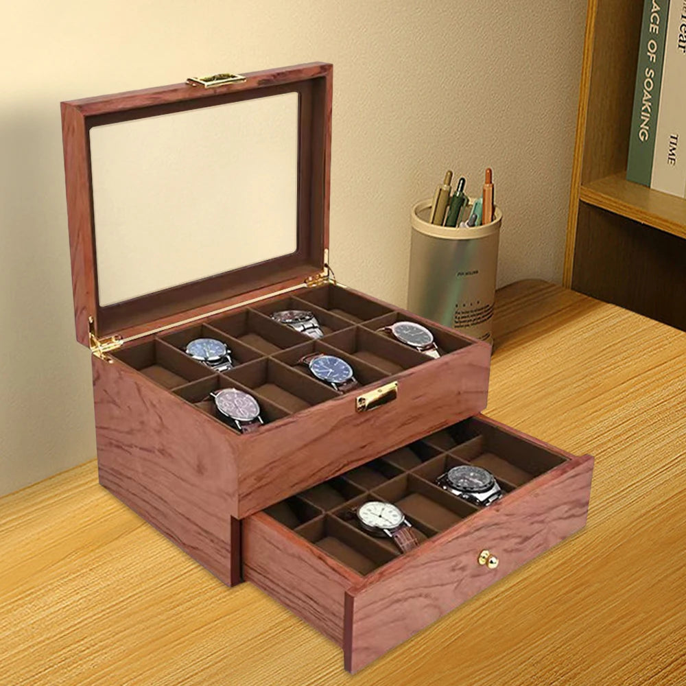 Classic Teak Double Watch Box-3-Le Remontoir